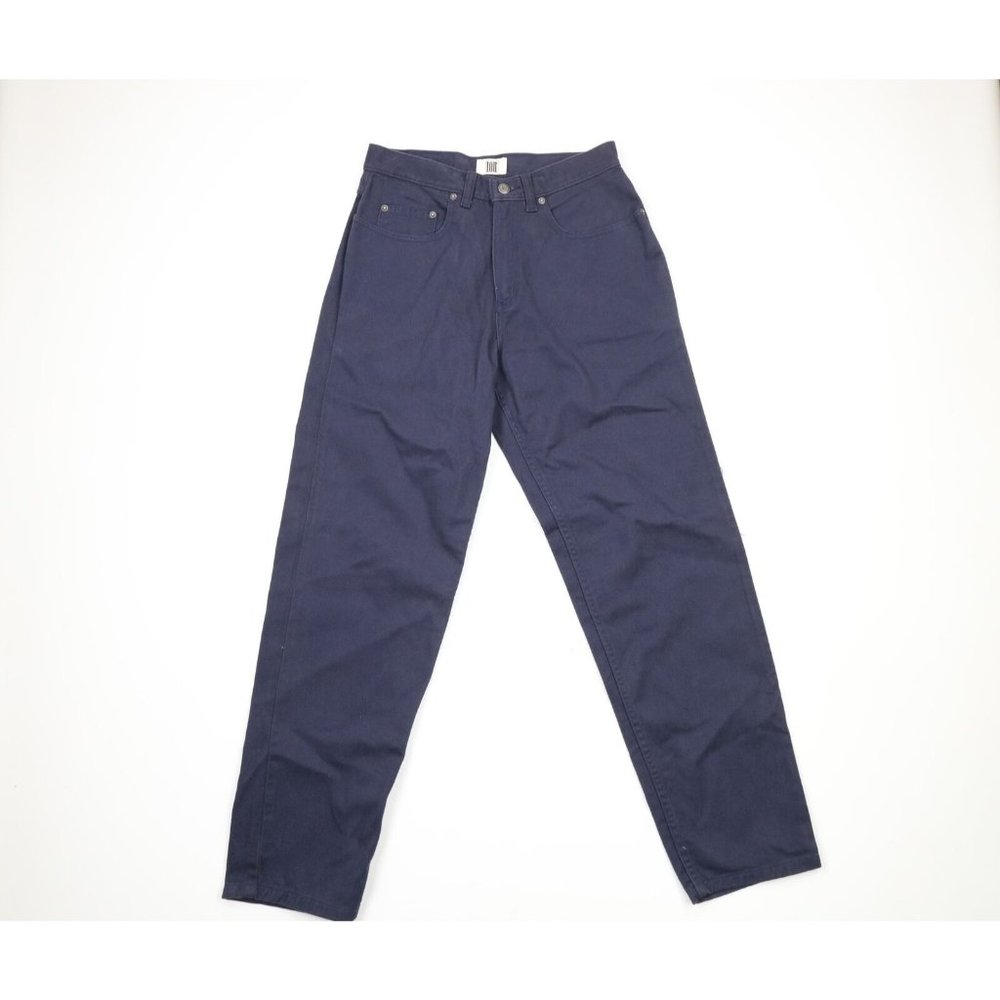 NOS Vintage 90s IOU Mens 31x32 Baggy Tapered Leg Denim Jeans Navy Blue Cotton